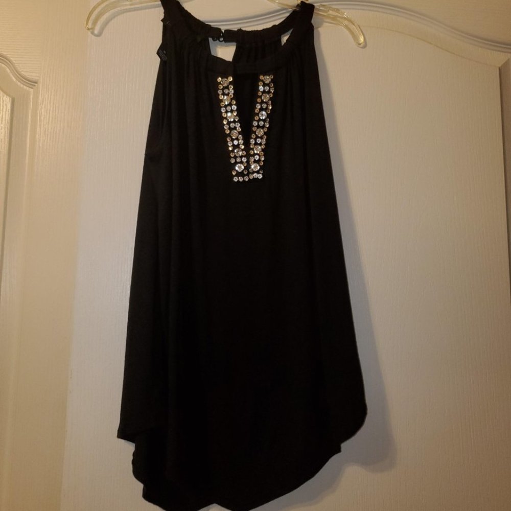 #357 INC Black Tank w/Bling Size Medium